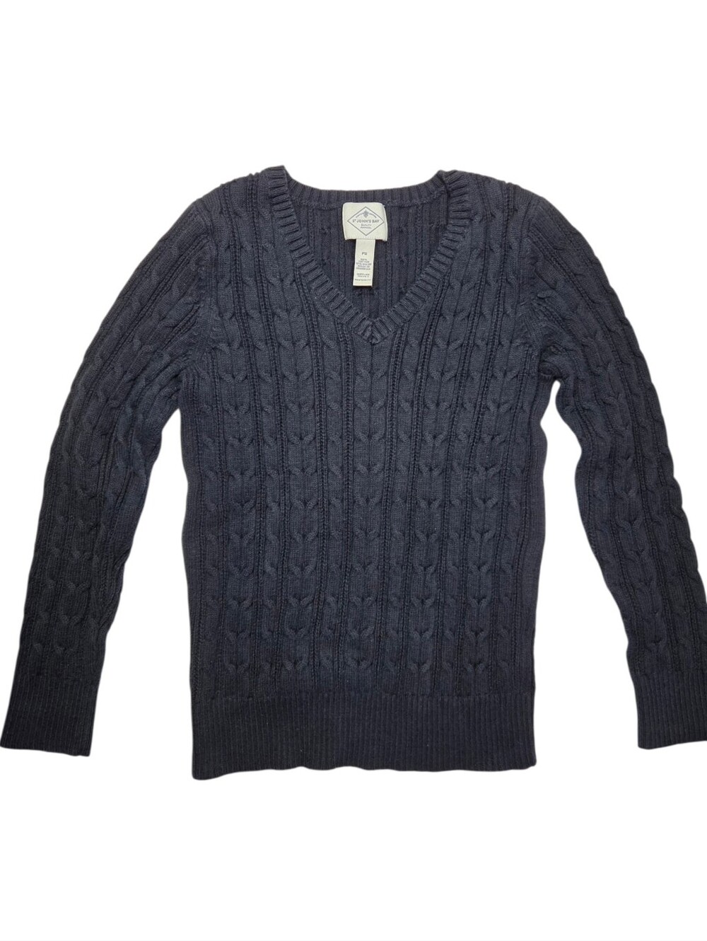 St John's Bay Black Cable Sweater PS